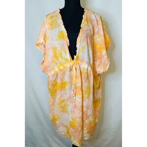 AERIE Oversized Colorful Sherbert Tie Dye Sheer Tie Swim Cover Up‎ XS NWT